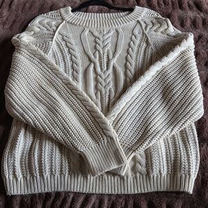 Free People Cream Cable Knit Sweater